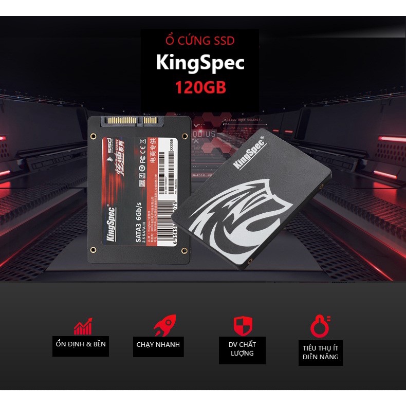 Ổ Cứng SSD KingSpec 120GB 2.5&quot; Sata 3 6Gb/S  Tốc độ Đọc Ghi cao Chạy Cực nhanh Ổn định Bền bỉ -Hàng Chính Hãng