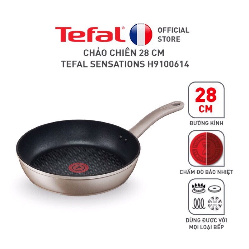 Tefal sensations 28cm - dùng được mọi loại bếp (kể cả bếp từ). Sx tại Việt Nam.