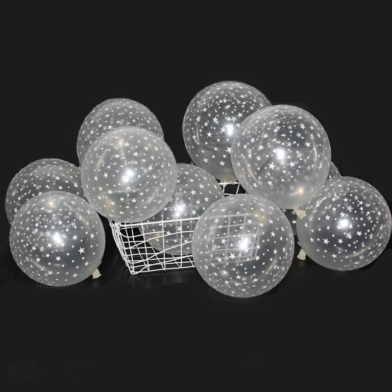 Set 20 bong bóng latex trong suốt họa tiết ngôi sao 12 inch
