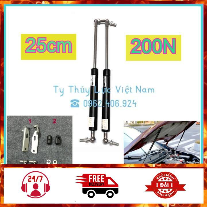 [200N-25cm] Ty Thủy Lực, Ty Chống, Ben Hơi Nâng Hạ Capo, Cốp Sau Ô Tô 200N-20kg Dài 25cm