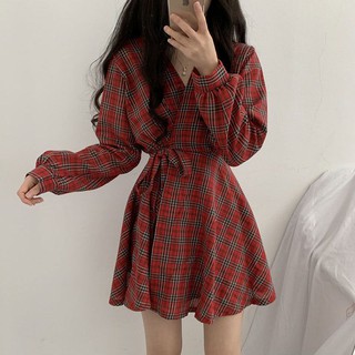 [ORDER TAOBAO] VÁY KẺ CARO THẮT DÂY