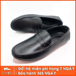 Giày mọi Penny da trơn bóng, đế âm màu đen