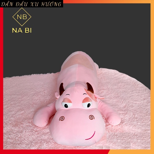 Thú Nhồi Bông Hà Mã Hồng  1M2 HÀNG XUẤT KHẨU 100% GÒN XƠ TRẮNG GIÁ RẺ NHẤT