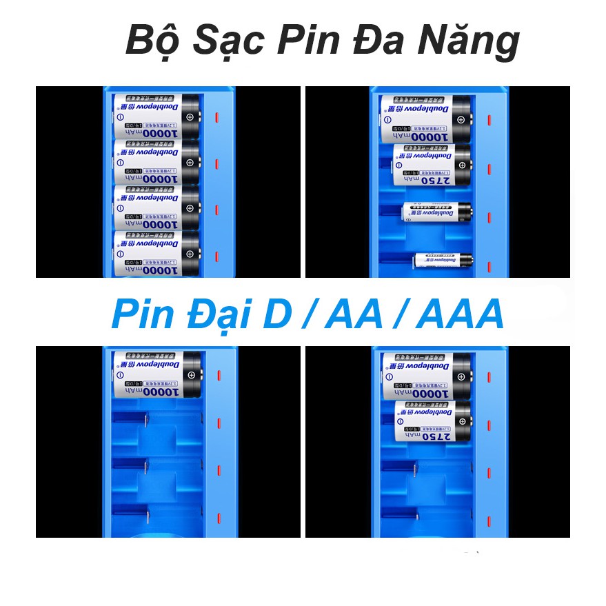 Bộ Sạc Pin Đại D DP-K55 Tự Ngắt Điện - Sạc Pin Đa Năng 1.2V AA / AAA / D / C