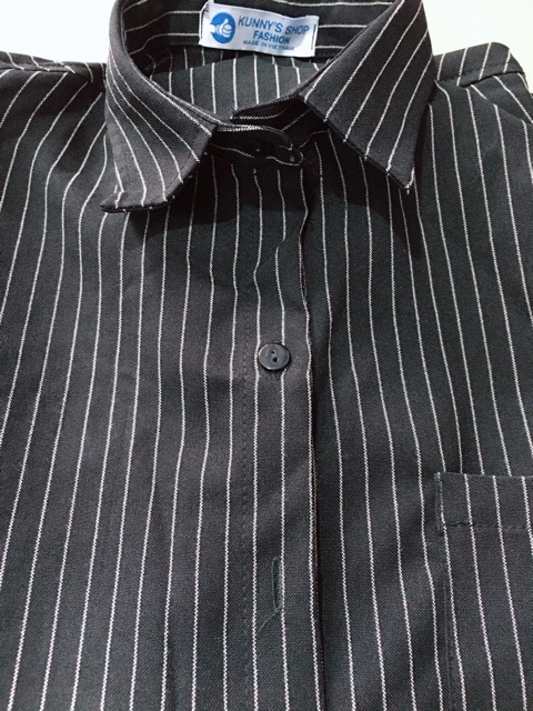 Sơ mi oversize đen sọc trắng