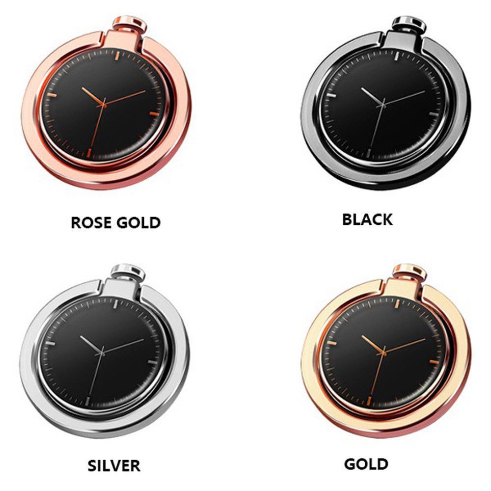 Nhẫn Đỡ Điện Thoại Hình Đồng Hồ Bằng Kim Loại Xoay 360 Độ Nhiều Màu Thời Trang