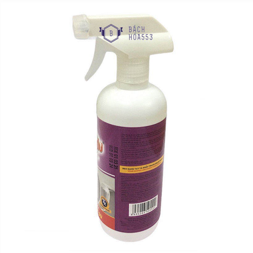 Chai xịt tẩy vệ sinh làm sạch đồ sành sứ Hando 570ml - Làm sạch nhanh bồn cầu, bồn tắm, chậu rửa bằng sứ