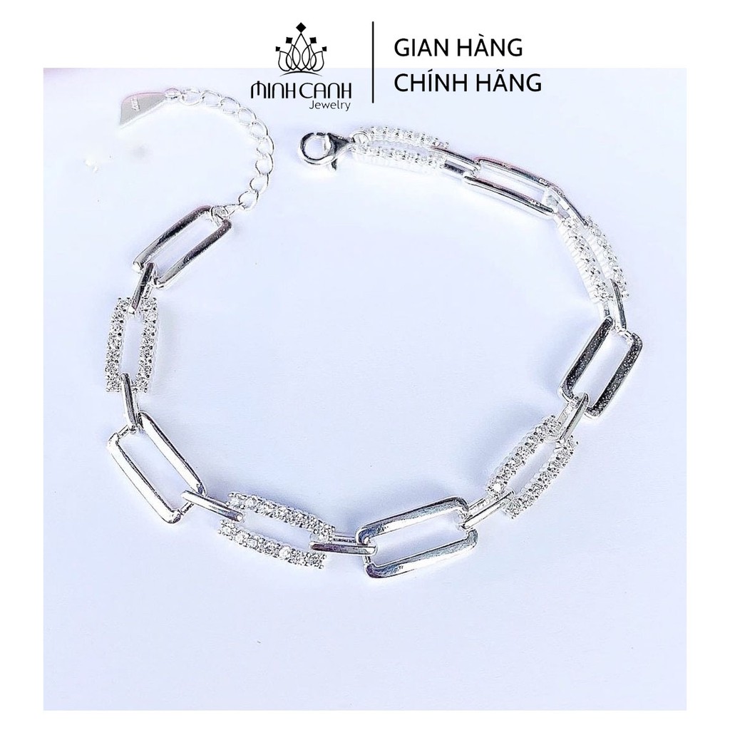 Lắc Tay Bạc Nữ Hình Chữ Nhật Lồng Đính Đá - Minh Canh Jewelry