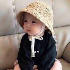 mũ cói kèm dây buộc hottren cho bé yêu