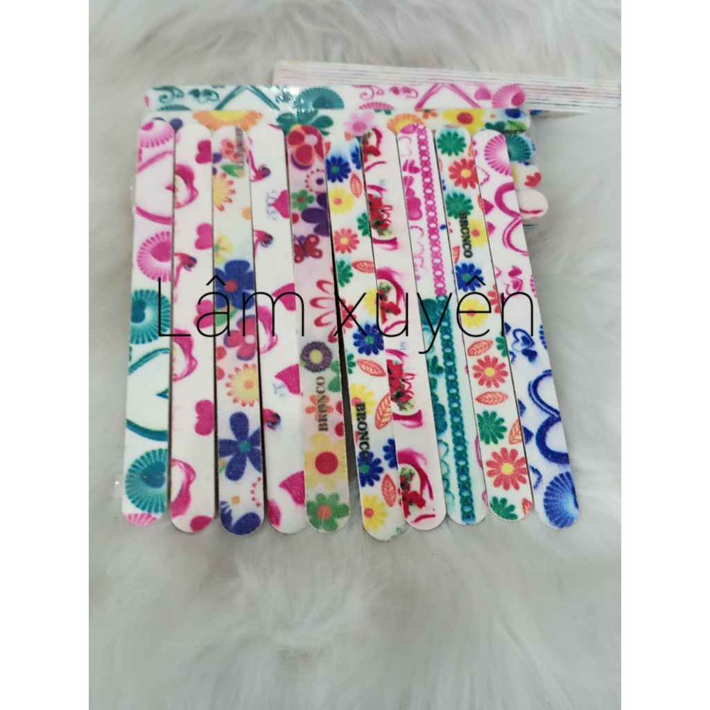 Dũa giấy bông in hoa làm móng nail1 bó 10 cây size chuẩn hàng công ty ,