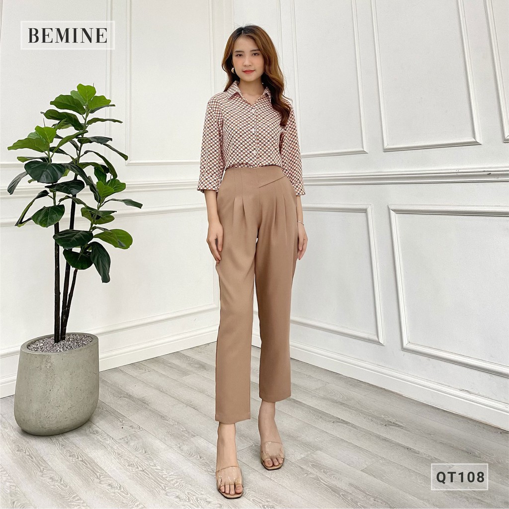 Quần tây nữ baggy xếp ly đai eo kiểu dáng thanh lịch BEMINE QT108DA