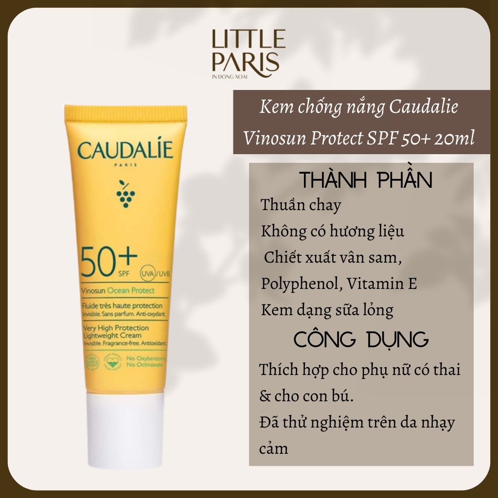 Kem chống nắng Caudalie Vinosun Protect SPF50+ 20ml