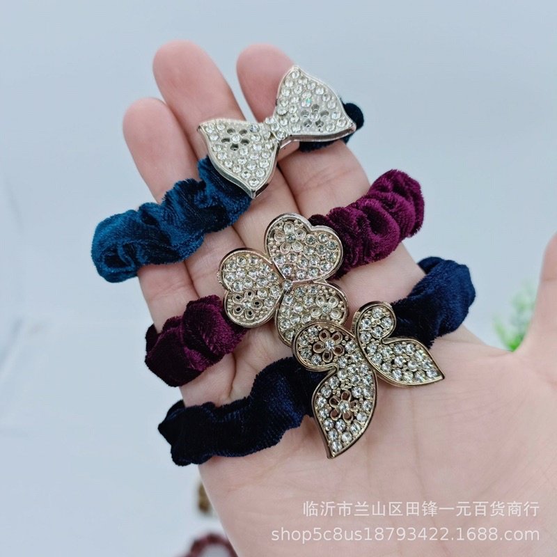 Dây buộc tóc vải nhung đính đá  nhiều hình cho nữ