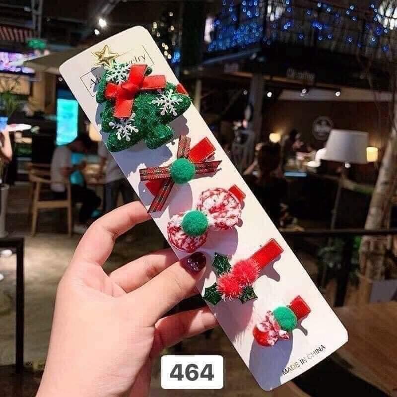 Set 5 kẹp tóc họa tiết noen ngộ nghĩnh, đáng yêu cho bé gái