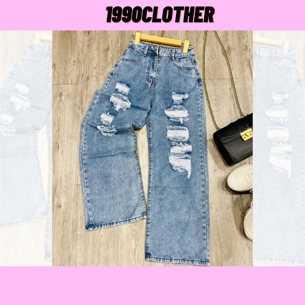 SPK- Quần baggy nữ, quần jeans baggy nữ ống rộng chất không co dãn size S M L SKUQ-10