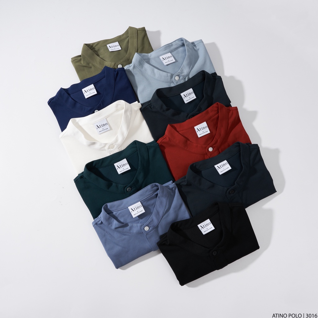 Áo Thun Cộc Tay Nam Trơn Cổ Tàu ATINO Chất Liệu Cotton Cá Sấu Form Regular PL7.3016