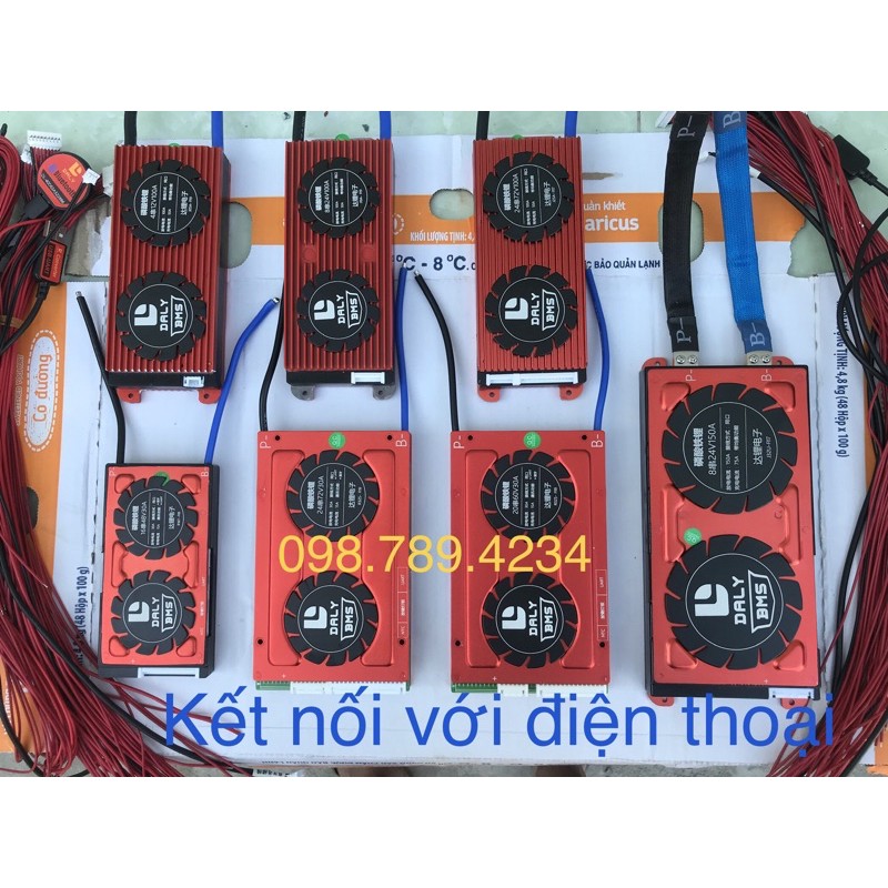 Mạch BMS 48V/60V/72V bảo vệ pin sắt, kết nối điện thoại