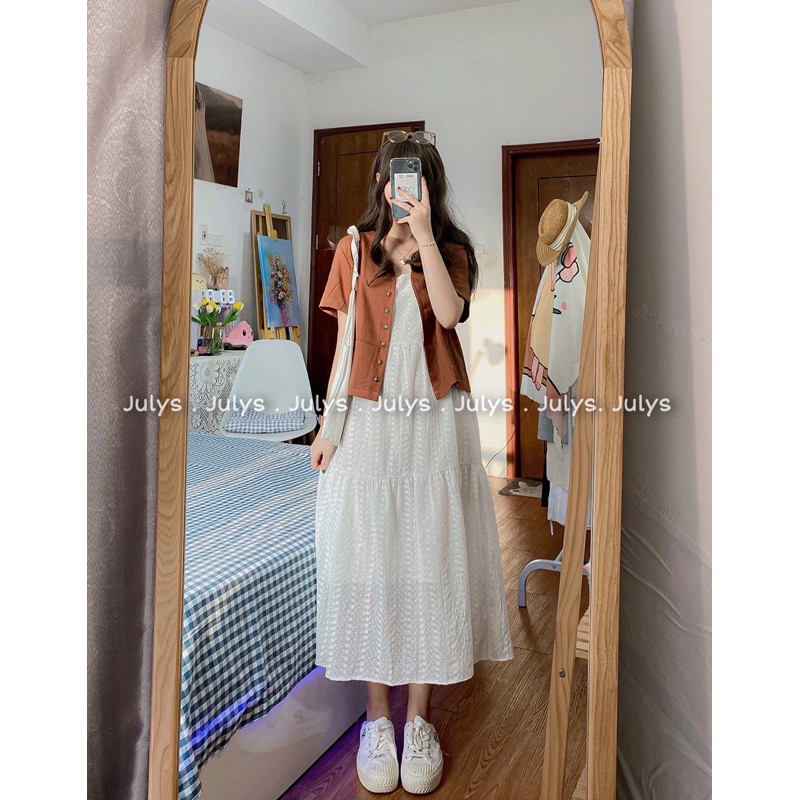 [Mã FAGREEN245 giảm 10% tối đa 30K đơn 99K] Váy thô 2 dây thêu hoa (ảnh thật shop chụp kèm video) | BigBuy360 - bigbuy360.vn