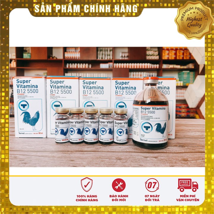 SUPER VITAMINA B12 5500 - TORNEL - MEXICO LỌ 10ML : HÀNG CAO CẤP TĂNG NƯỚC MÁU, BO LỚN,ĐỘ TẢI CỰA CHO CHIẾN KÊ