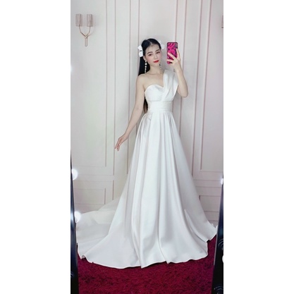 Ms1135y ĐẦM 1 VAI XOÈ 360 XẾP LY ĐẮP CHÉO BO EO full size S/M/L/xL