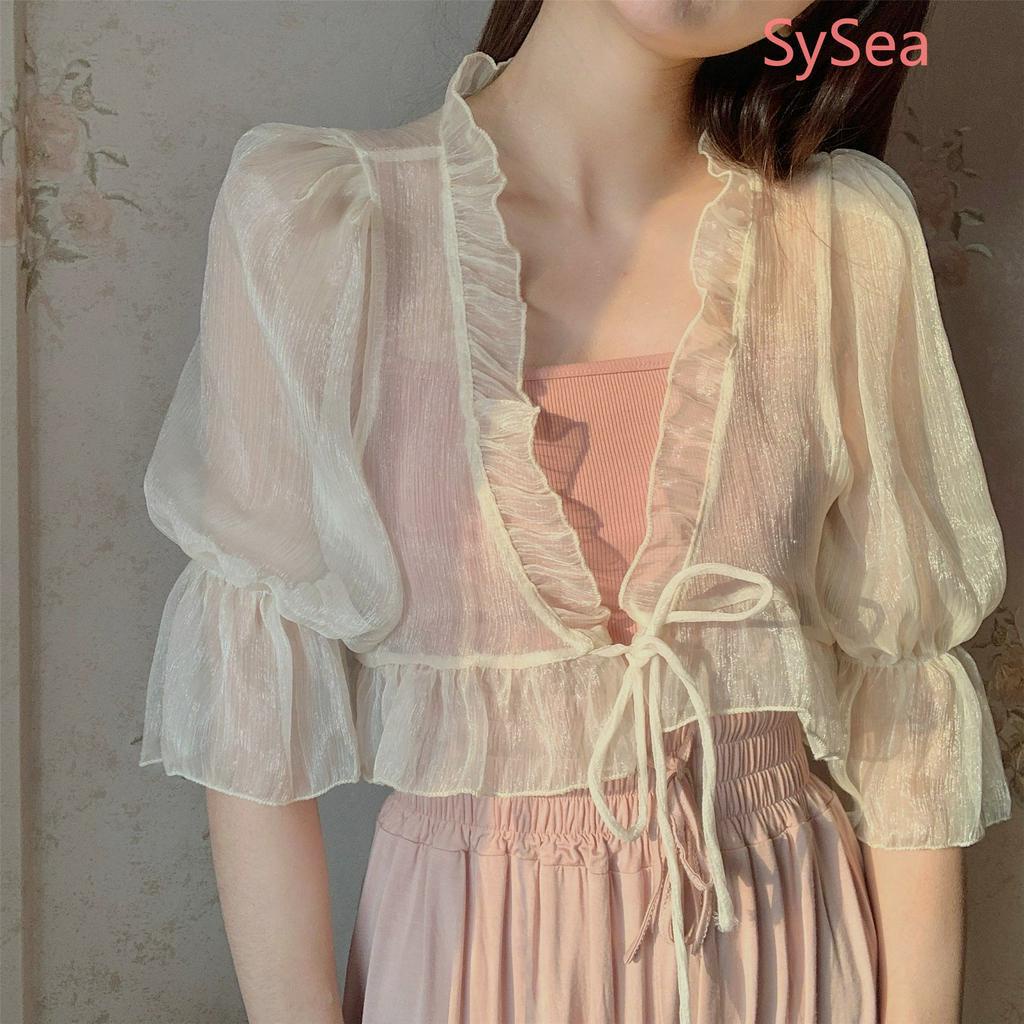 Áo khoác cardigan voan mỏng thời trang mùa hè xinh xắn cho nữ