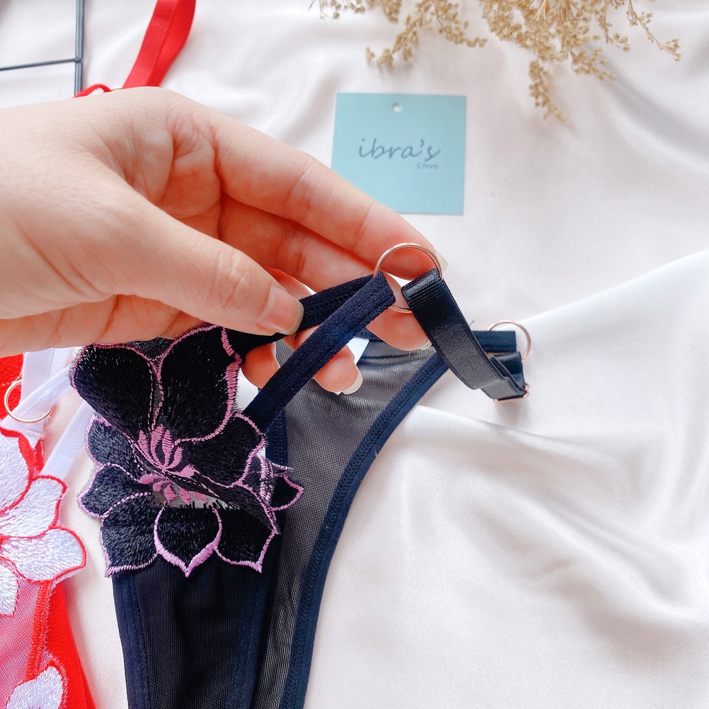 Quần Lót Ren Lọt Khe cạp thấp sexy lưới Xuyên Thấu Thêu Hoa, đồ lót nữ gợi cảm dễ thương IBRA'S STORE i115