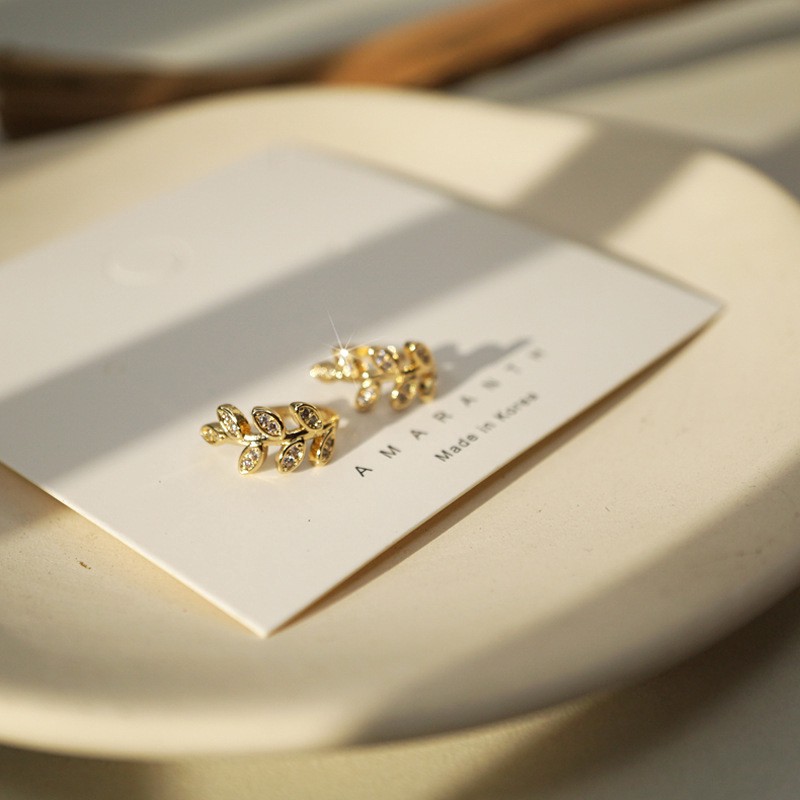 Khuyên Tai Hình Lá Mạ Vàng Độc Đáo Cá Tính Hợp Thời Trang A0028