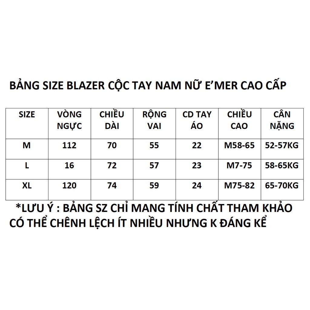 Áo Blazer Cộc Tay Nam Nữ Dáng Dài , Áo Khoác Vest Nam Nữ Dáng Suông Basic 2 Khuy Cài Thời Trang Hàn Quốc E'mer