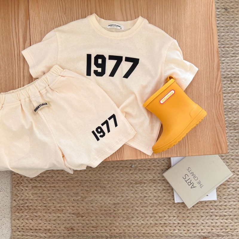 Bộ Áo Thun Cotton Ngắn Tay In Kỹ Thuật Số + Quần Short Thời Trang Mùa Hè Cho Bé
