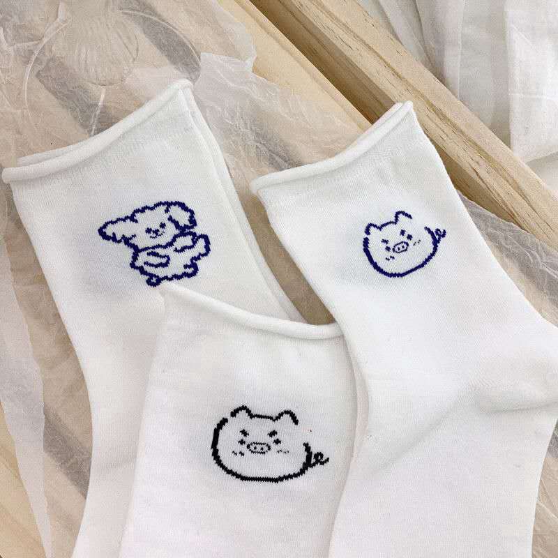Vớ Cotton Hàn Quốc In Hình Mặt Cười Dễ Thương