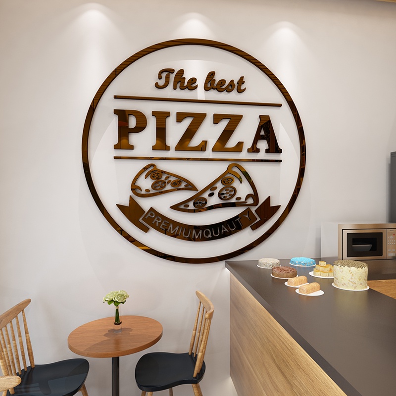 Tranh mica dán tường - Trang trí tường cửa hàng bánh pizza, nhà hàng đồ ăn nhanh, burger, gà rán