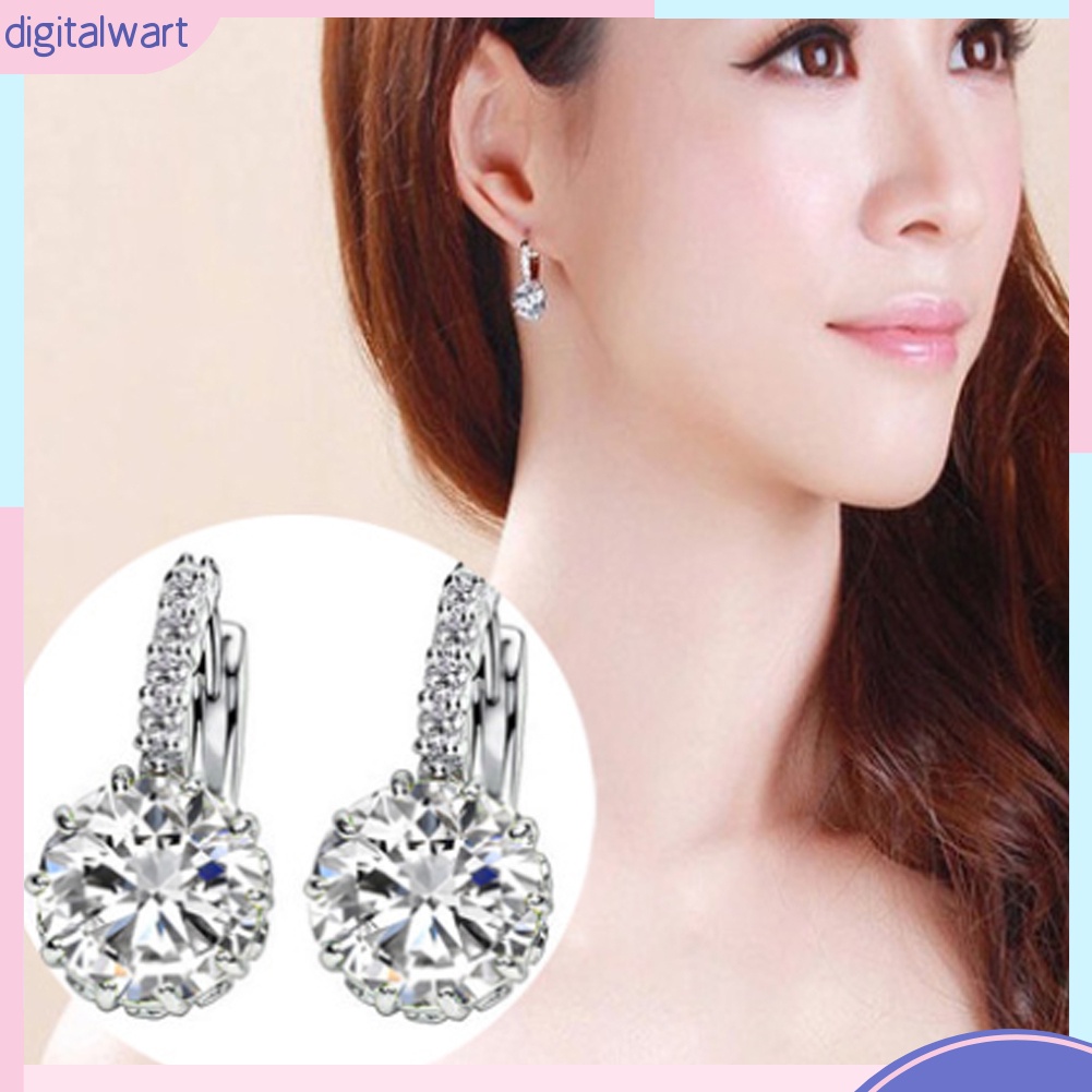 Khuyên tai tròn đính đá Zirconia thời trang cho nữ