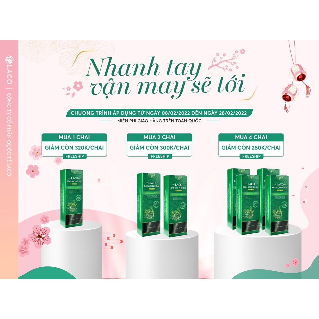 Dầu Gội Phủ Bạc Thảo Dược LACO Black Hair 200ml - Gội Là Đen Tóc Tự Tin Sau 9 Phút