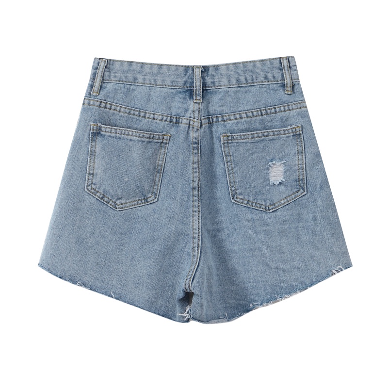 NUZIRO  Quần short denim  lưng cao phong cách Hàn Quốc thời trang mùa hè cho nữ
