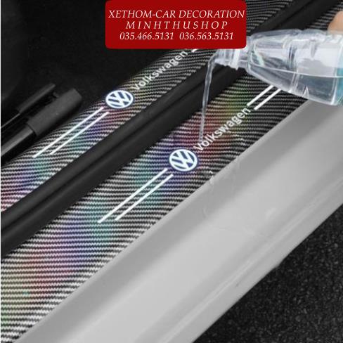 Nẹp Dán Vân Carbon 5D Chống Trầy Xước Bảo Vệ Bậc Cửa Ô Tô