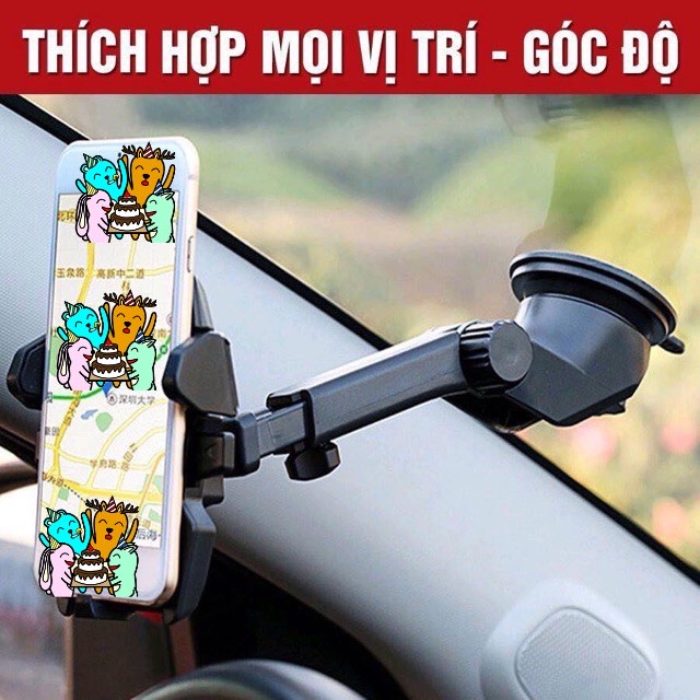 Giá đỡ Kẹp điện thoại đa năng cổ dài long neck gắn trên taplo , hút kính ô tô, trên bàn, mặt phẳng chống xước điện thoại