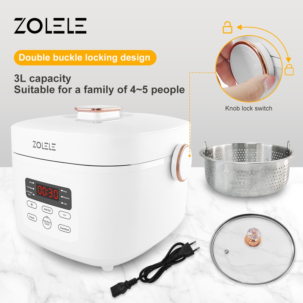 Nồi cơm điện tách đường đa chức năng zolele ZB500 - Dung tích 3L Chức năng hẹn giờ