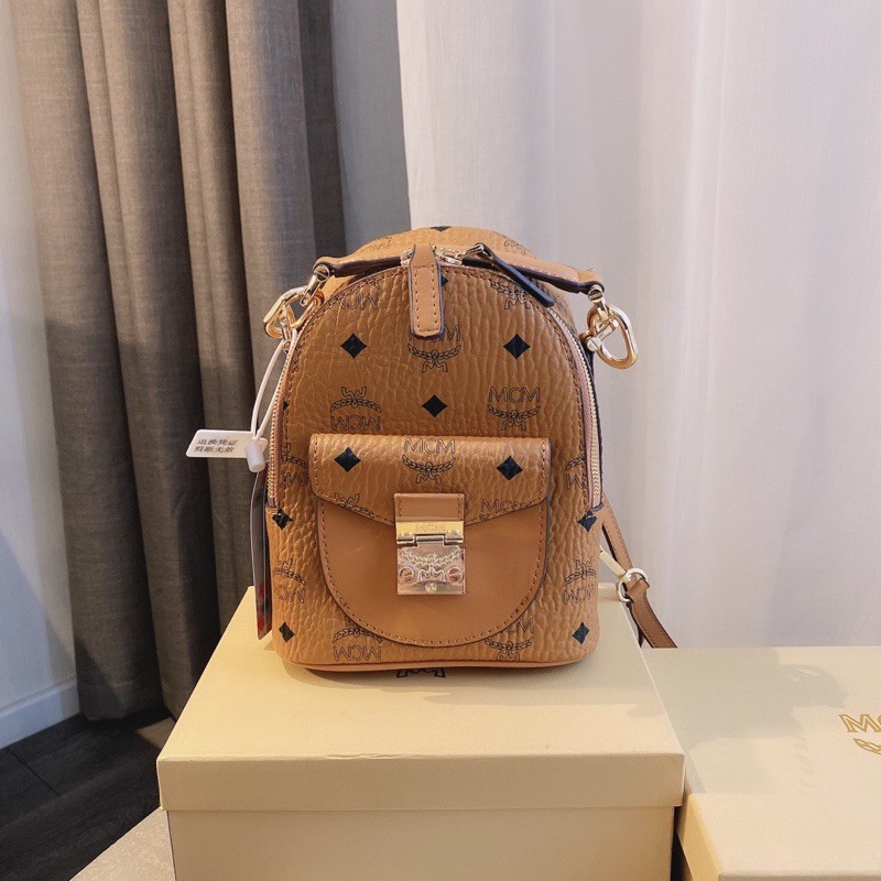 Balo thời trang cho nữ MCM da thật cao cấp bản có 2 size 3 màu