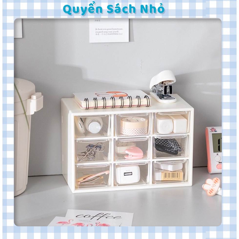 Tủ decor 9 ngăn mini decor bàn học + Kèm Sticker và quà tặng