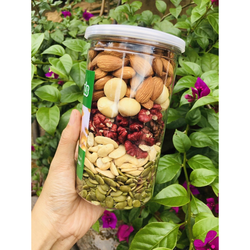 Hạt Dinh Dưỡng 500g Mix 5 Loại Hạt (macca, óc chó đỏ, hạt điều, hạt bí, hạnh nhân)