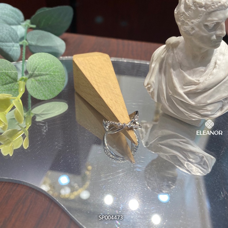 Nhẫn nữ bạc 925 Eleanor Accessories đính đá hình chữ X phụ kiện trang sức thời trang basic