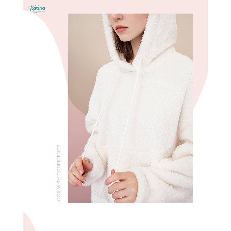 Áo Khoác Hoodie Nữ form Unisex lông cừu Katina Mặc mùa thu đông cực xinh cực ấm