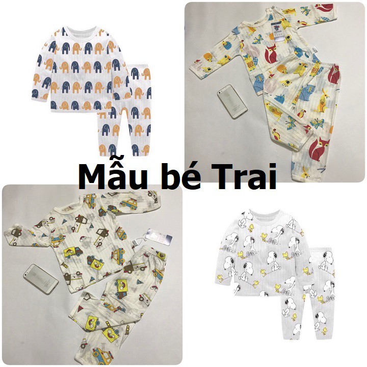 Combo 2 Bộ cotton giấy dài tay Quảng Châu cho bé trai bé gái