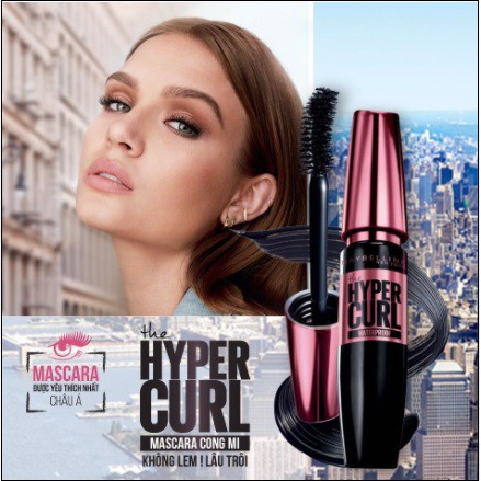 Mascara Dài Mi và Cong Mi Maybelline New York Hyper Curl Waterproof Chuốt Mi Đen Không Lem Không Trôi 9.2ml