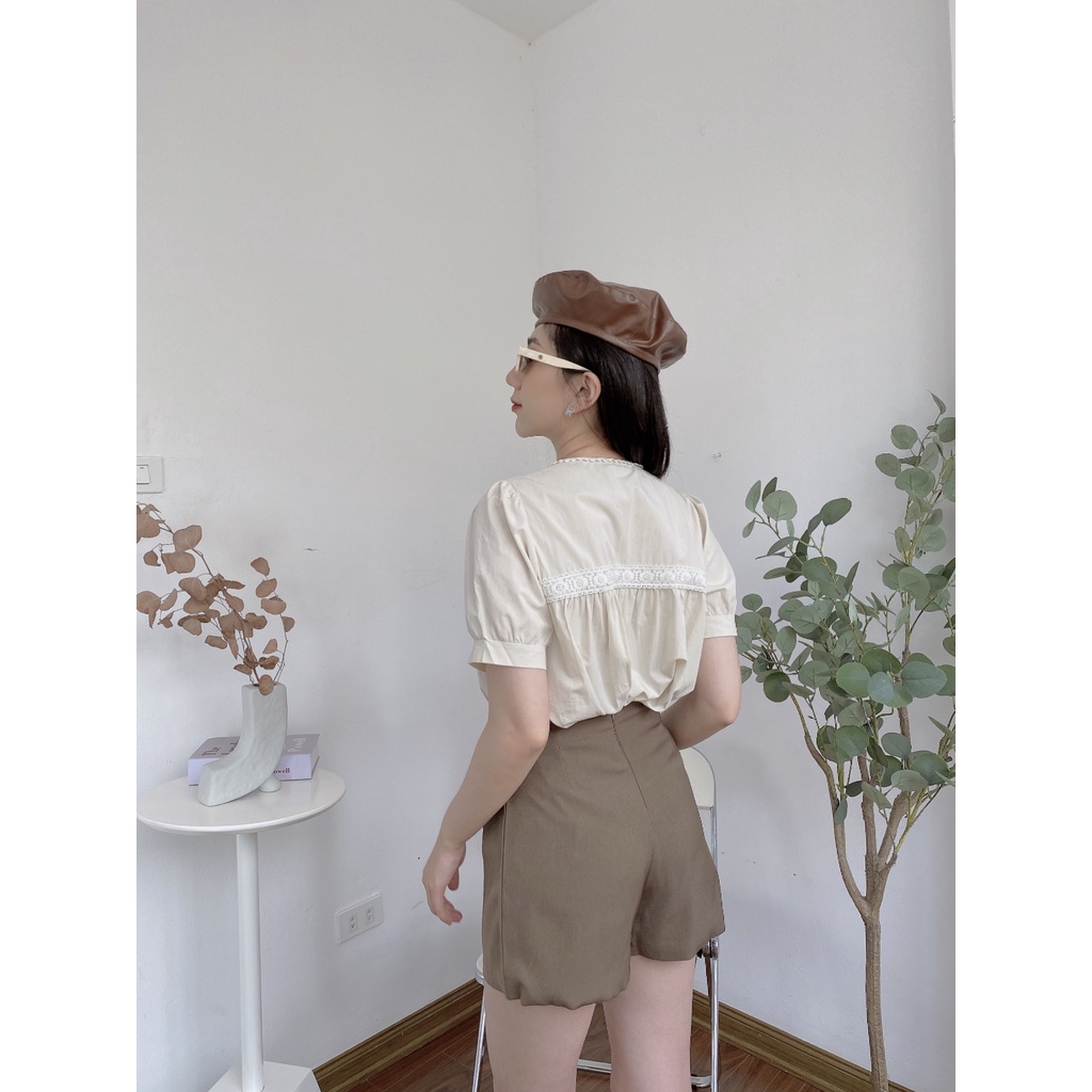 ÁO CỘC BABYDOLL REN NGANG KHUY BỌC 8083