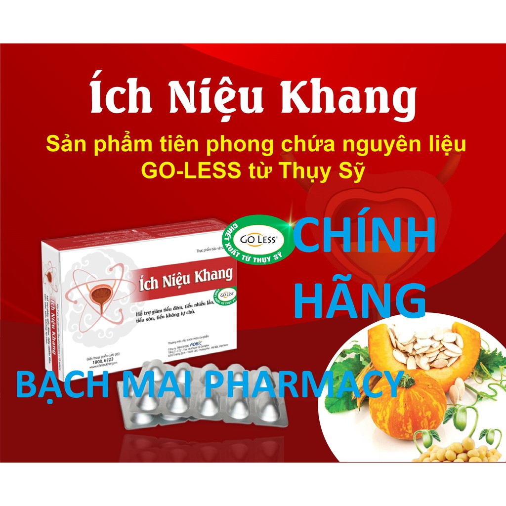 (CHÍNH HÃNG - TÍCH ĐIỂM 6 hộp tặng 1 hộp) Viên uống ÍCH NIỆU KHANG, giúp giảm tiểu đêm, tiểu nhiều lần, tiểu són