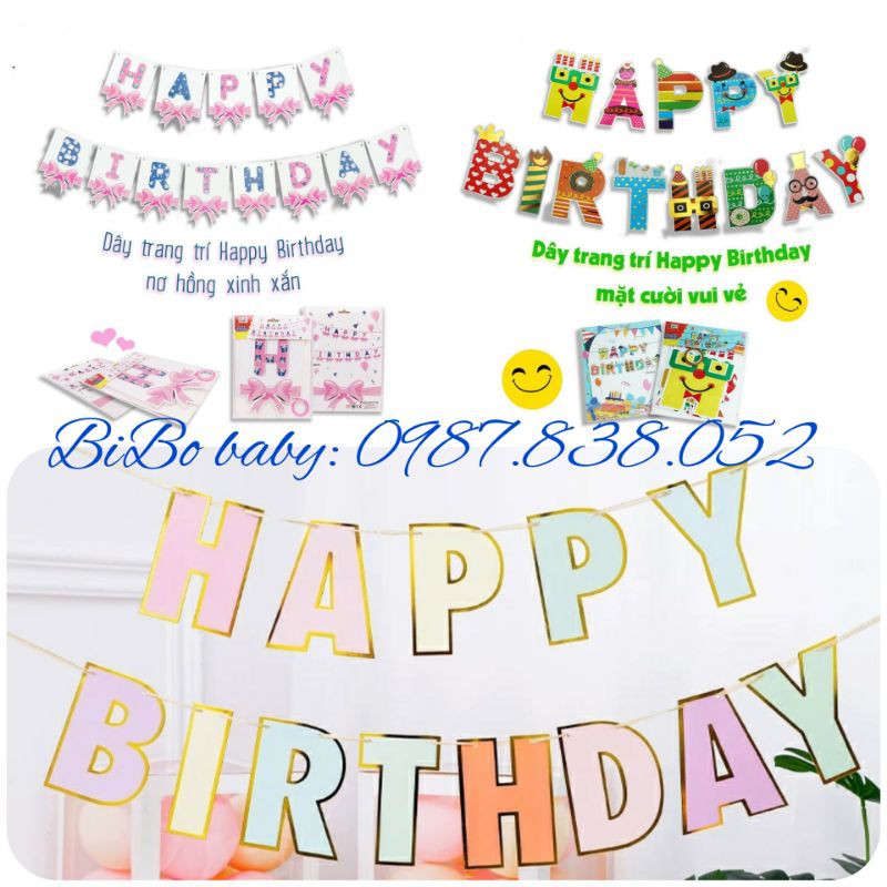 Dây chữ Happy birthday phong cách Hàn Quốc - BiBo baby