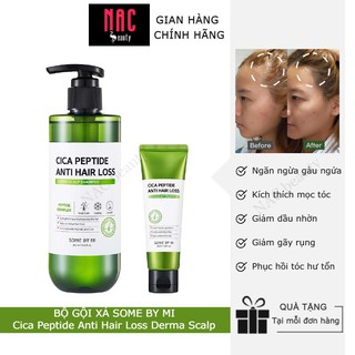 Bộ gội xả và Dưỡng phục Hồi Kích Thích Mọc Tóc Some By Mi Cica Peptide Anti Hair Loss Derma Scalp Treatment