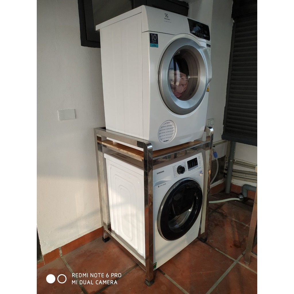 Kệ để máy giặt và máy sấy inox 304 hộp 400x400 để vừa tất cả các loại máy giặt và máy sấy.