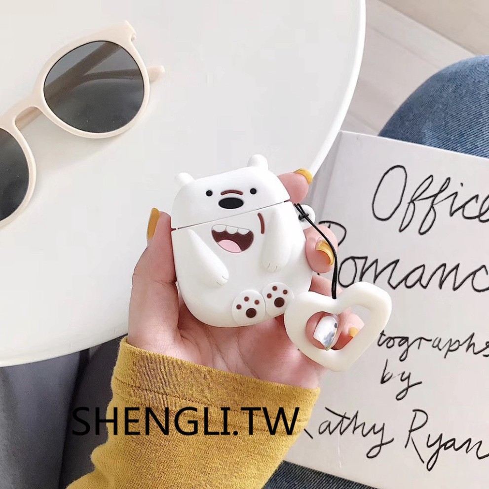 Vỏ bọc hộp đựng tai nghe không dây airpods 1 hình các chú gấu đáng yêu trong phim hoạt hình We bare bear